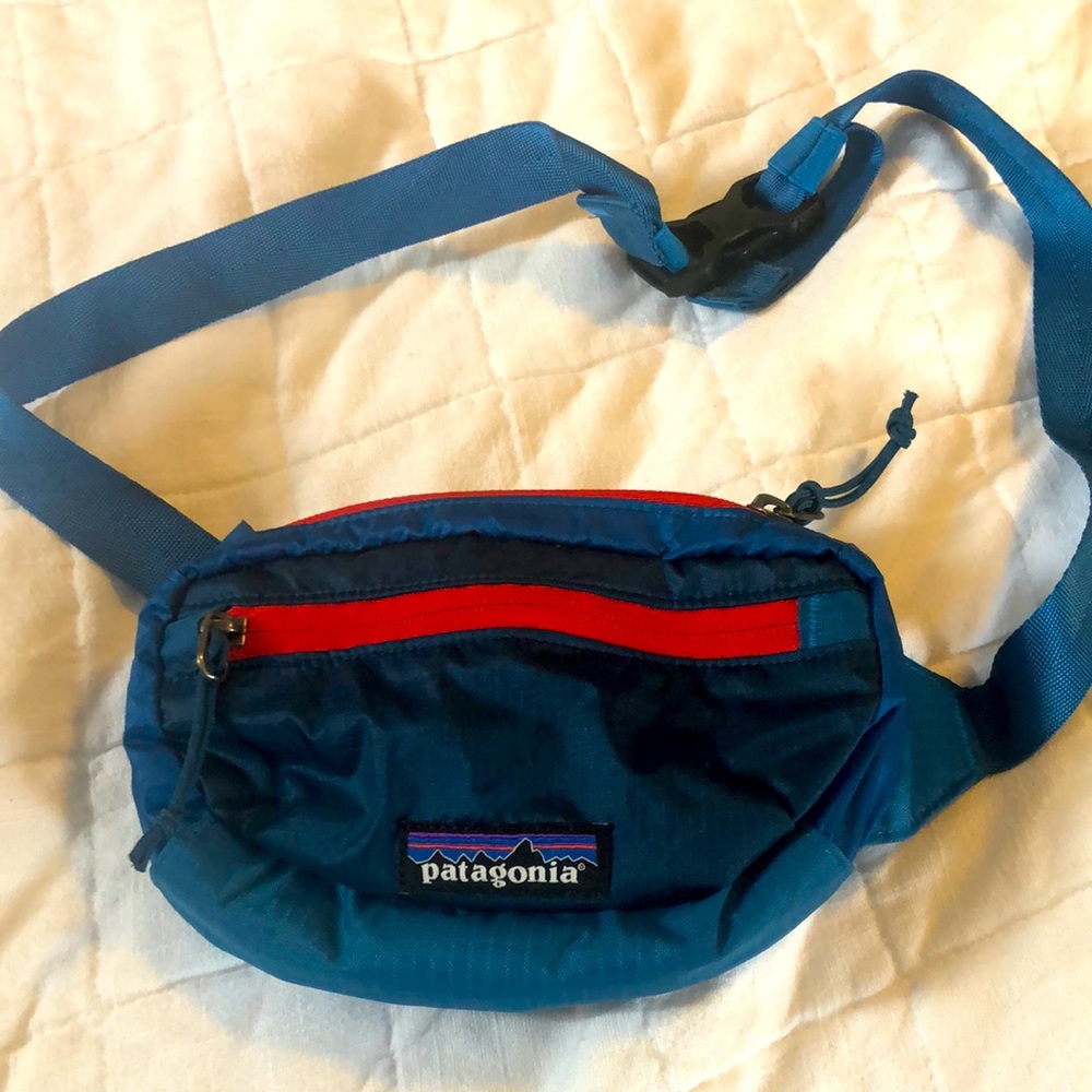 Patagonia blue and red waist pack